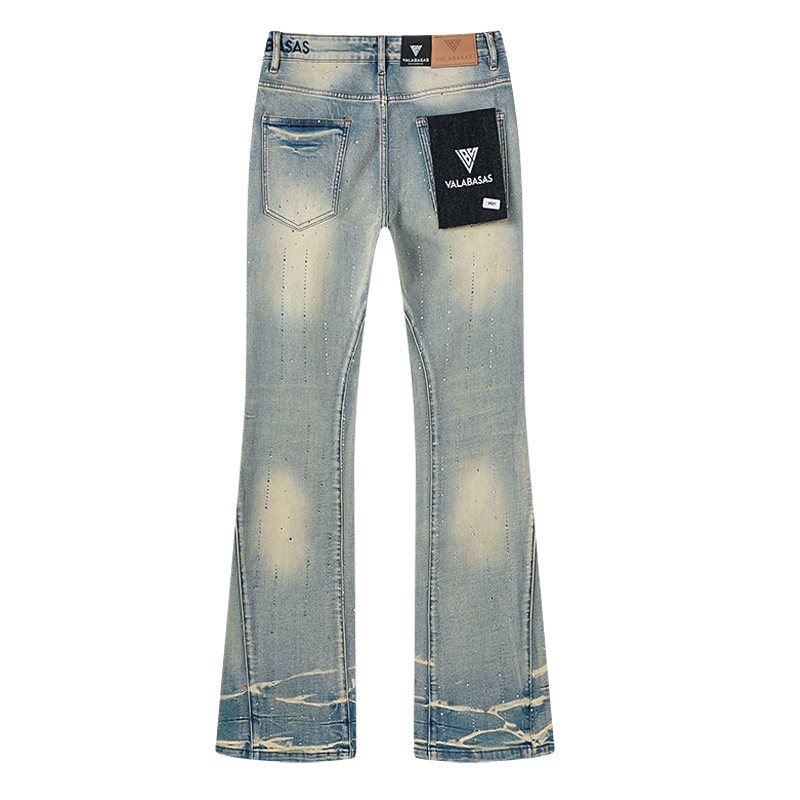 VALABASAS Light Blue Embellished Flare Jeans