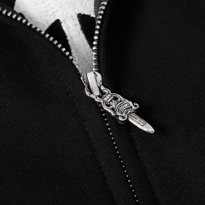 Chrome Hearts Triple Cross Script Sleeve Zip Up Hoodie 7019