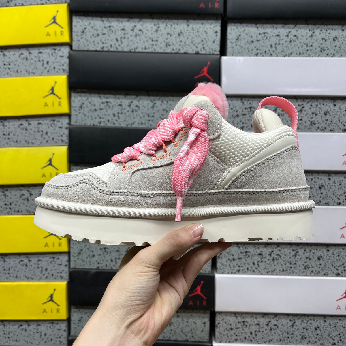 UGG Lowmel Lace-Up Sneaker – White & Pink