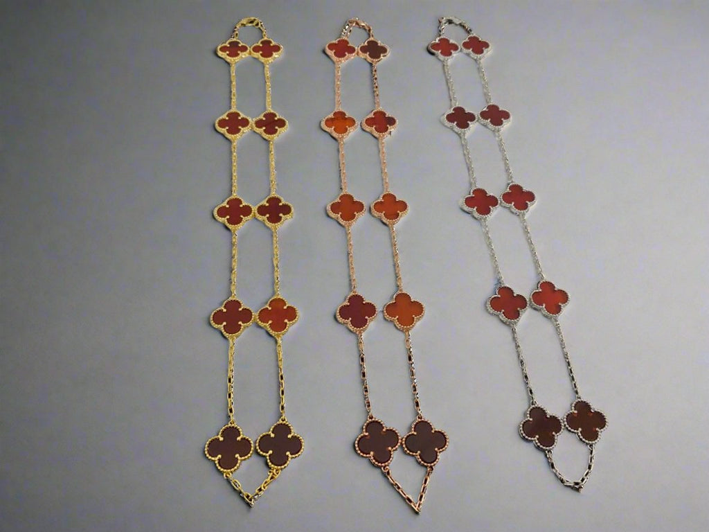 Van Cleef & Arpels Vintage Alhambra Red Carnelian 10 Motifs Necklace
