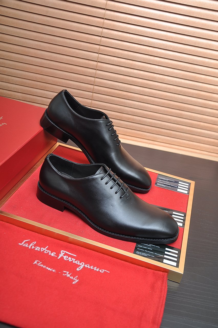 Salvatore Ferragamo Black Lace-Up Dress Shoes
