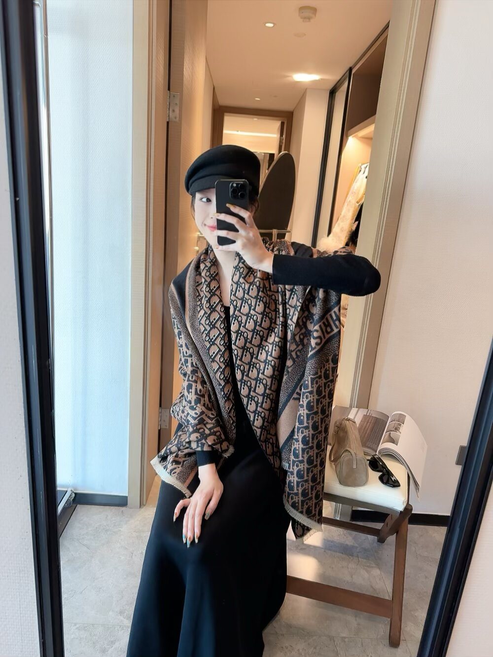 Dior Monogram Fringe Scarf
