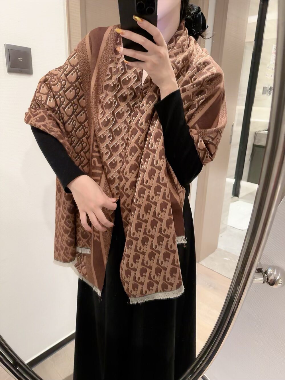 Dior Monogram Fringe Scarf