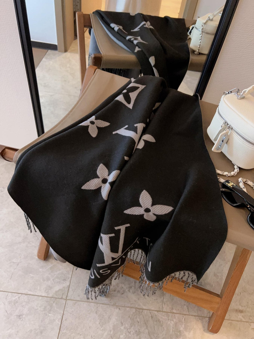 Louis Vuitton Floral Fringed Scarf