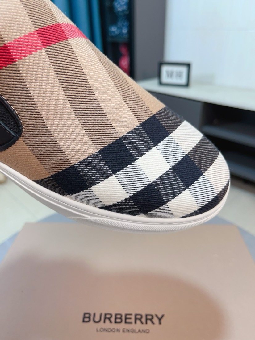 Burberry Beige Check Slip-On Sneakers