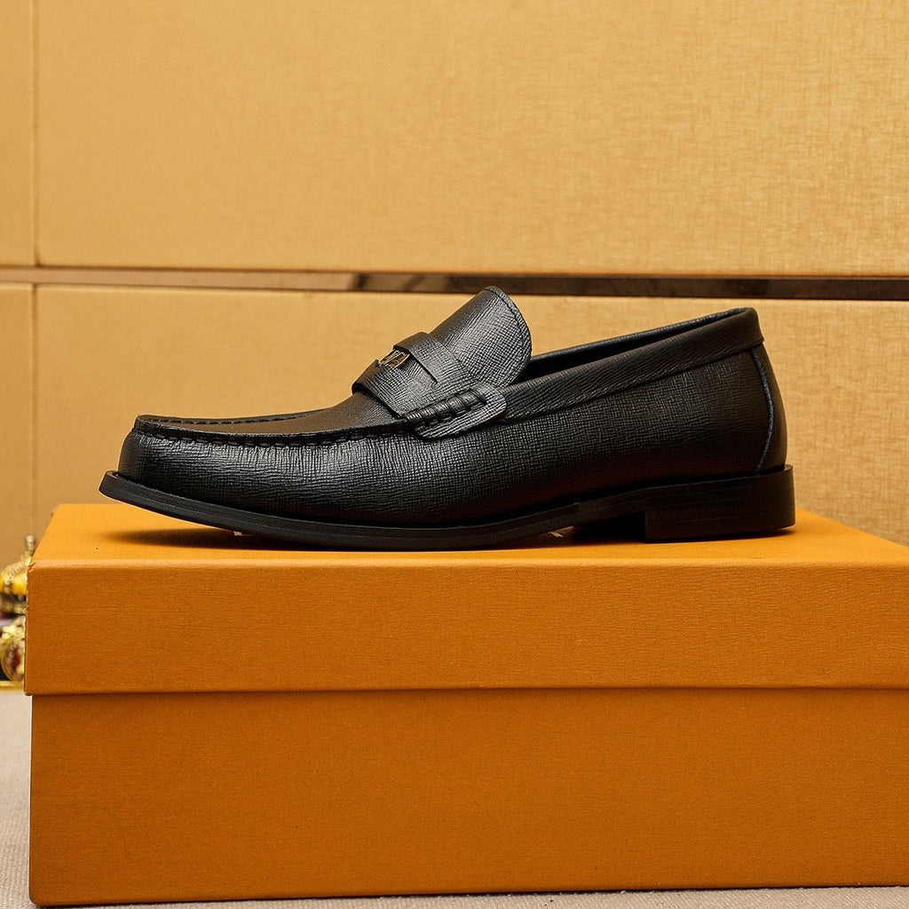 Louis Vuitton Black Textured Hardware Loafers