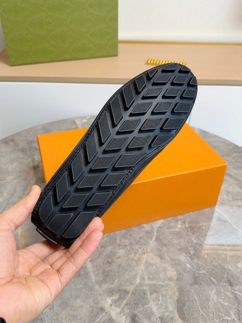 Fendi Men's Black Textured Moc-Toe Loafers