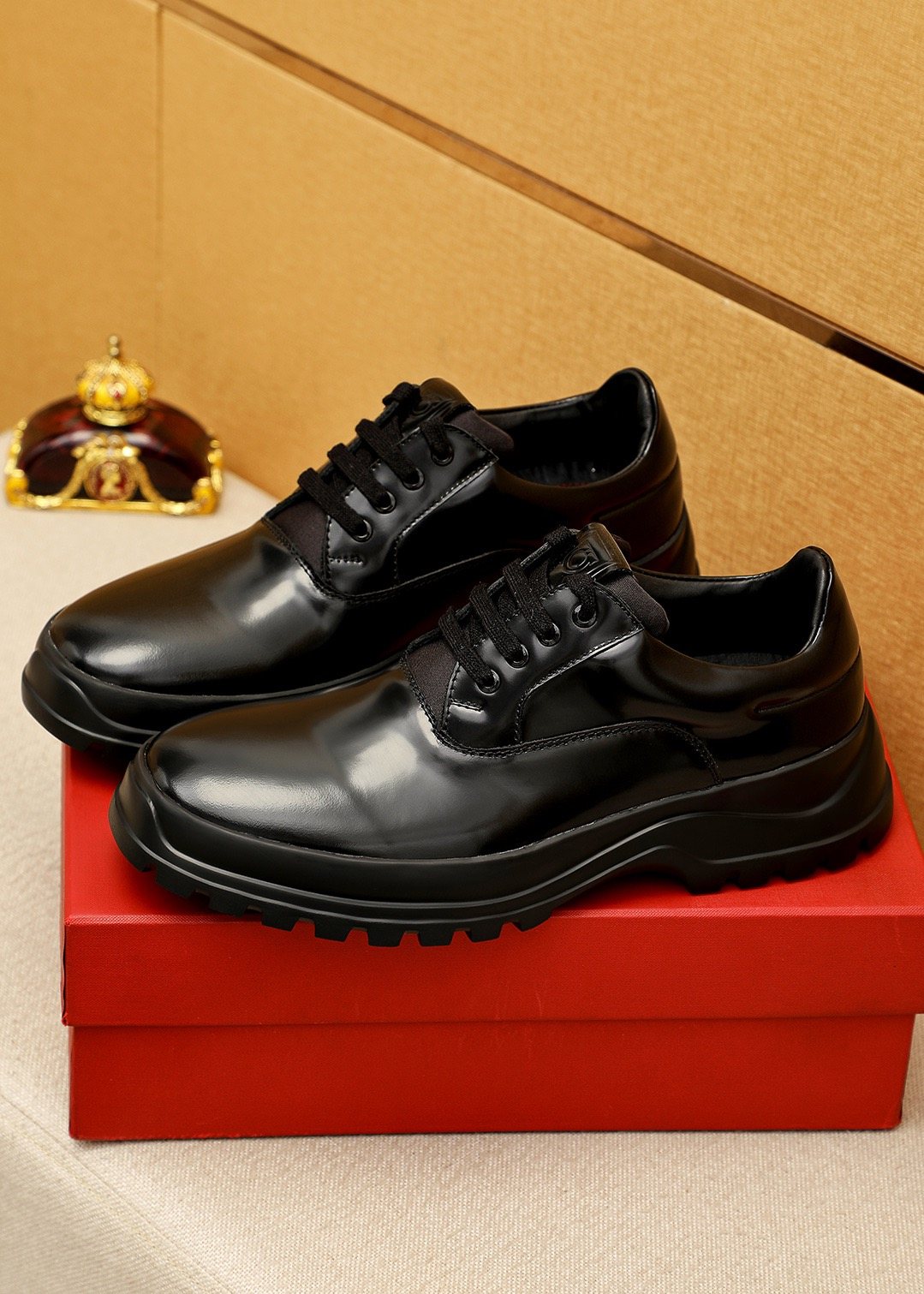 Ferragamo Black Lug-Sole Lace-Up Shoes