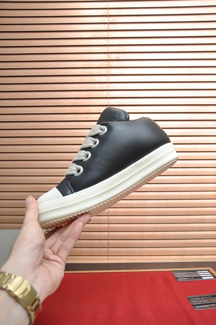Rick Owens Black Platform Low-Top Sneakers