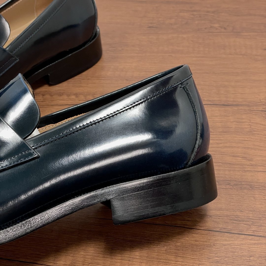 Zegna Men's Dark Navy Leather Loafers