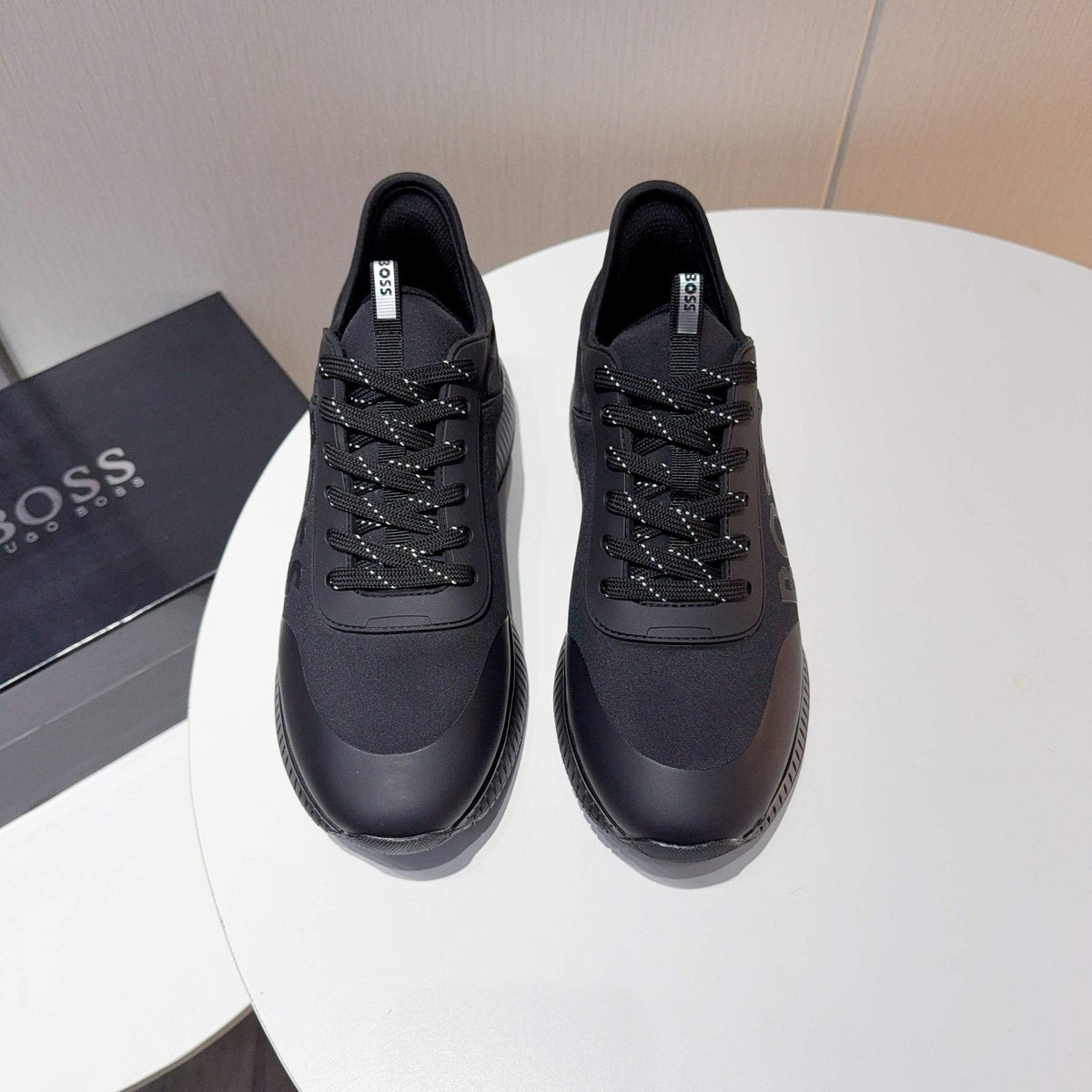 BOSS Black Knit-Look Low-Top Sneakers