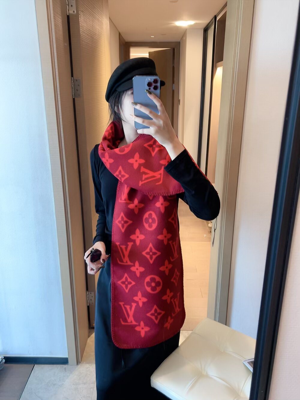 Louis Vuitton Monogram Trim Scarf