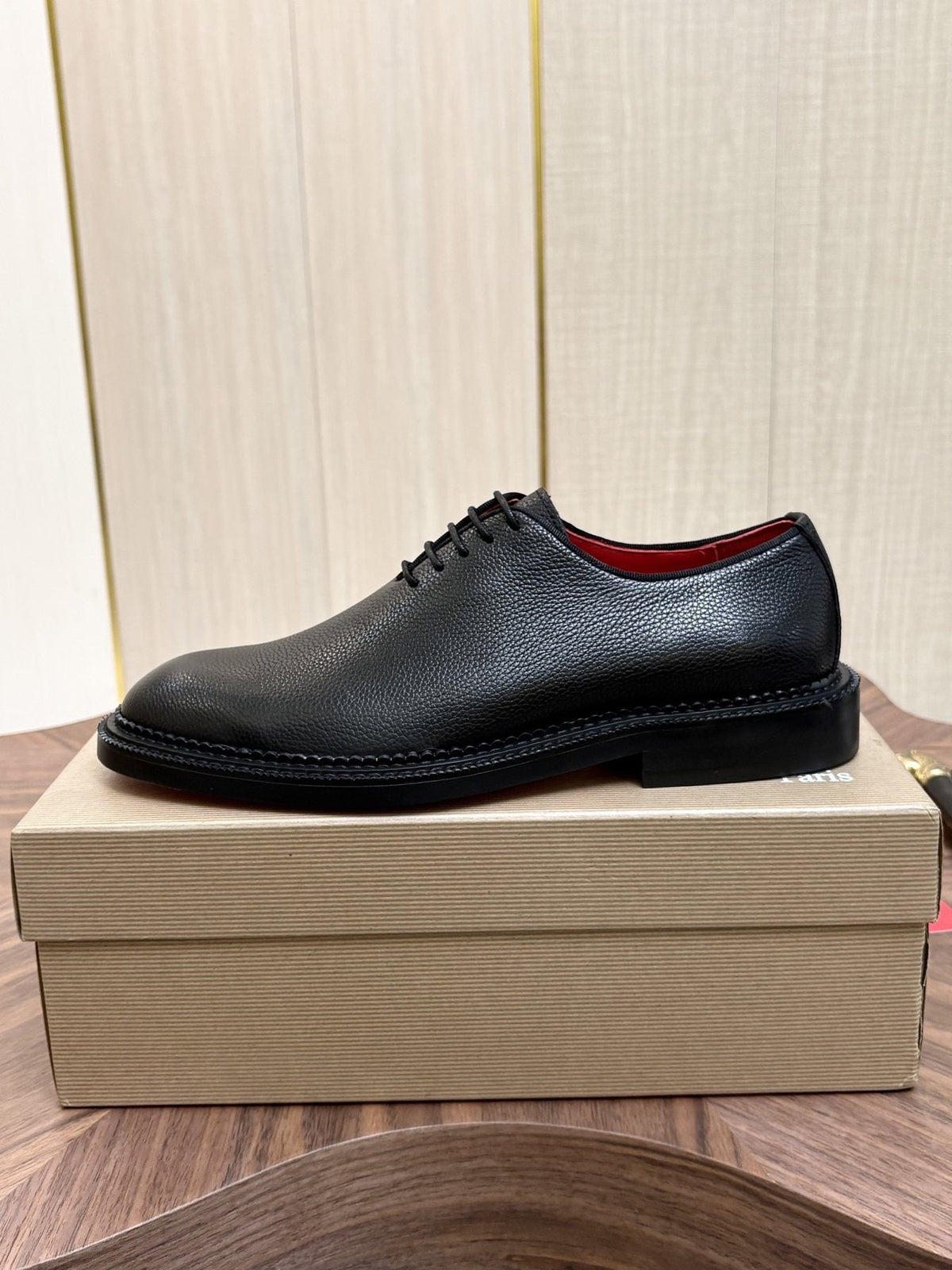 Black Lace-Up Dress Shoes with Red Lining