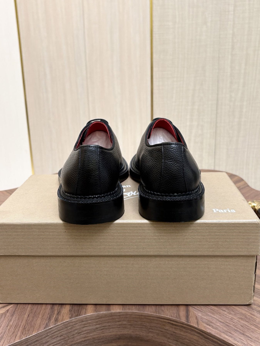 Black Lace-Up Dress Shoes with Red Lining