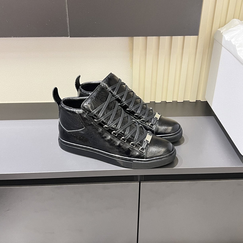 Balenciaga Black Textured High-Top Sneakers