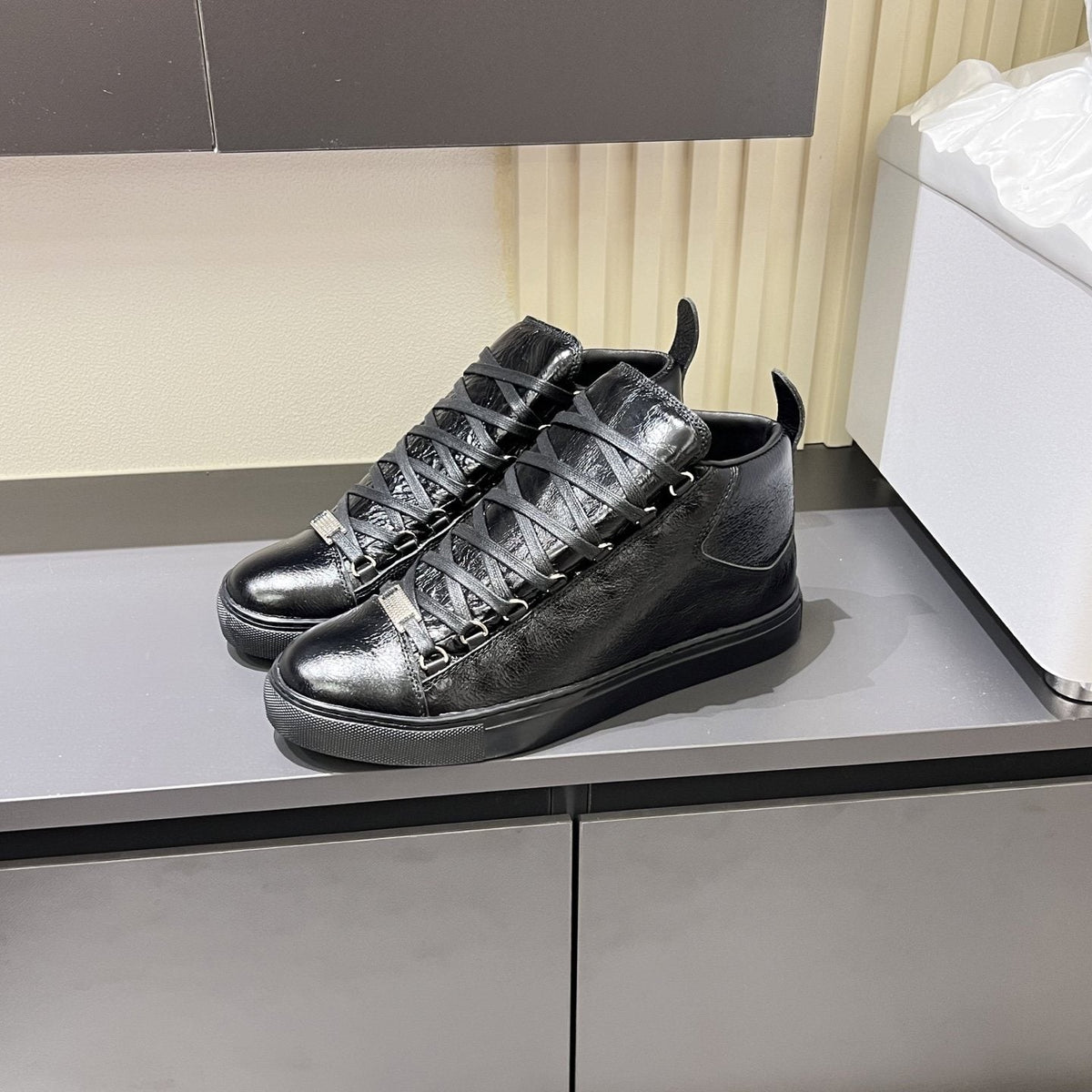 Balenciaga Black Textured High-Top Sneakers