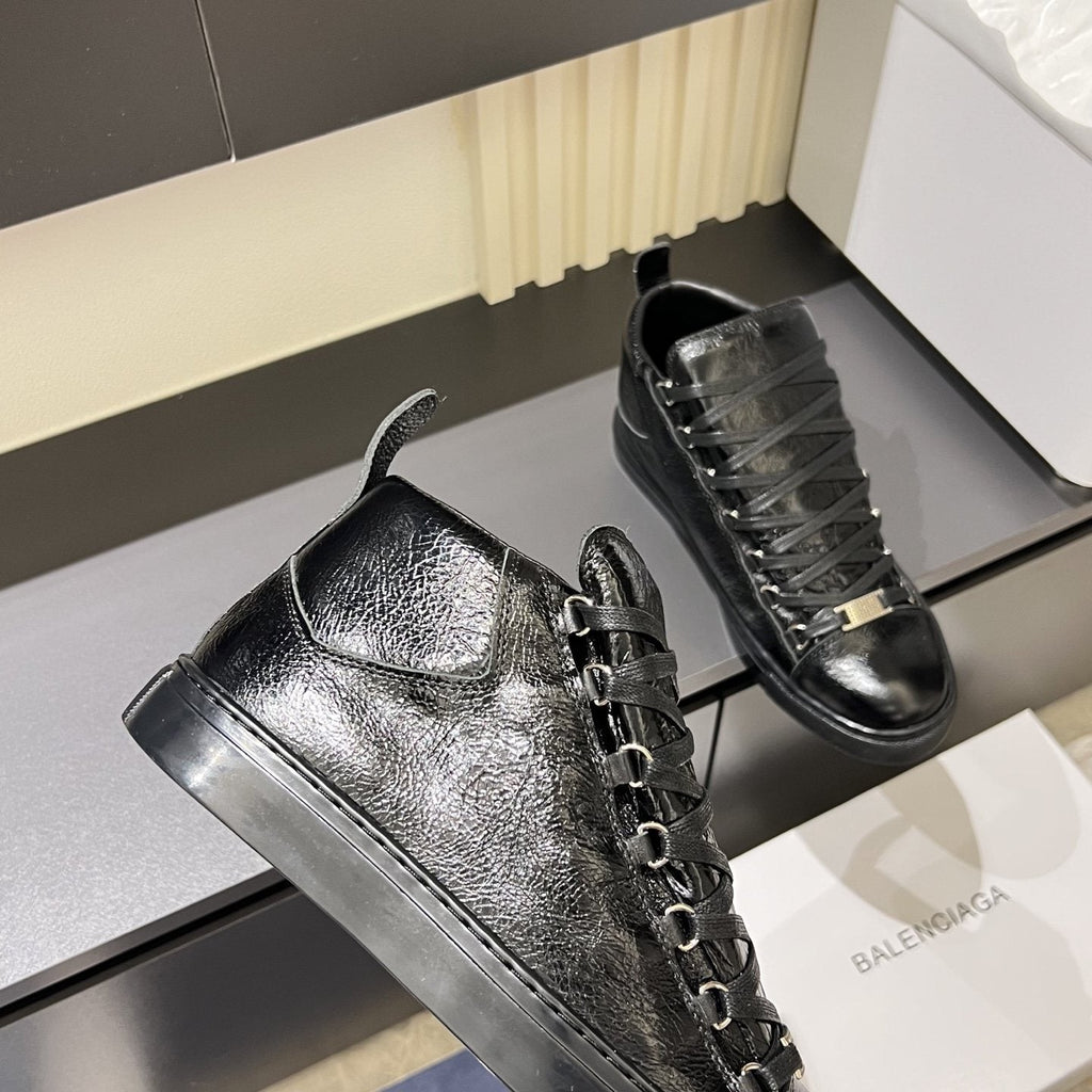 Balenciaga Black Textured High-Top Sneakers