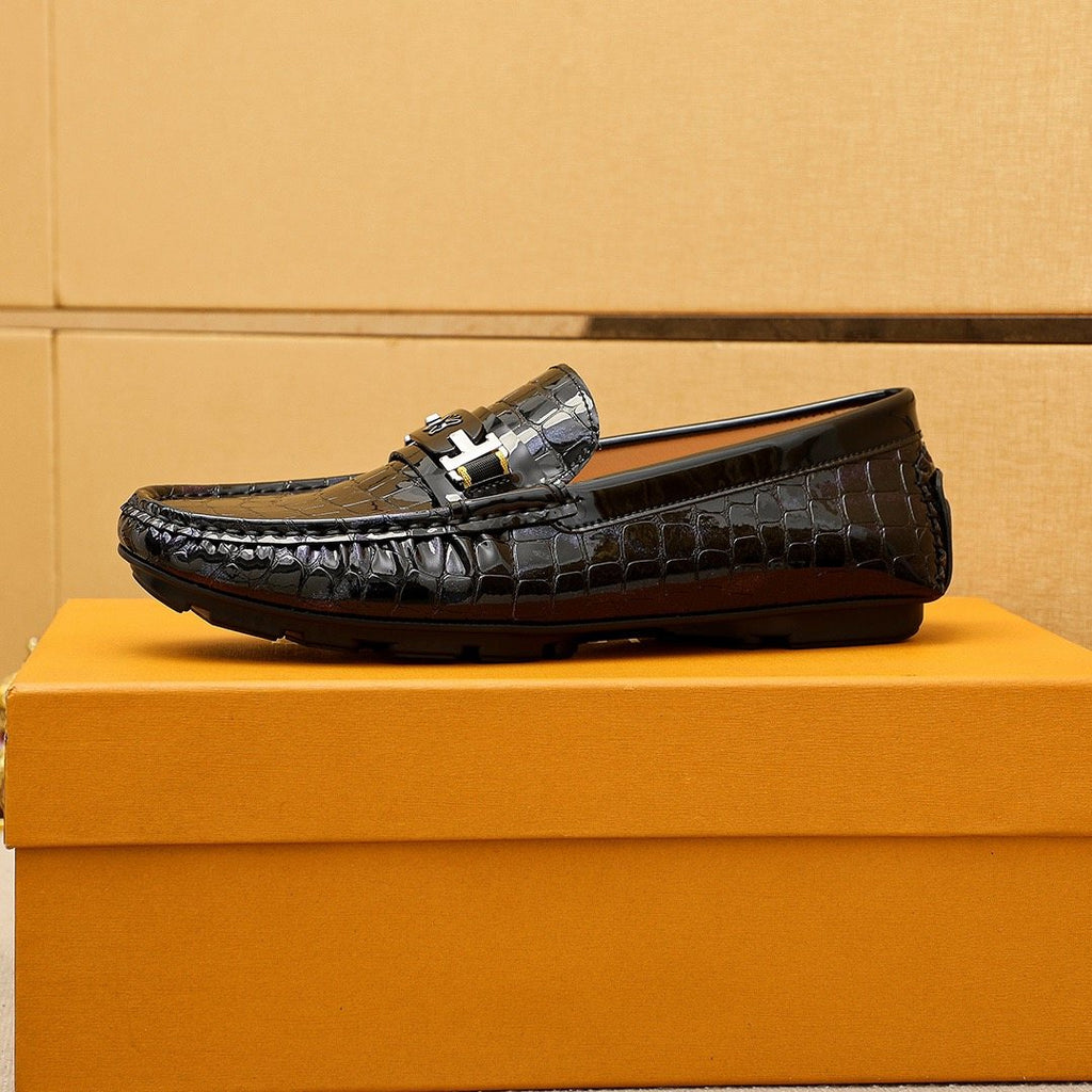 Louis Vuitton Black Embossed Loafers