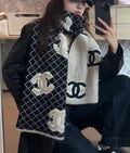 Chanel Black & White Graphic Patterned Scarf