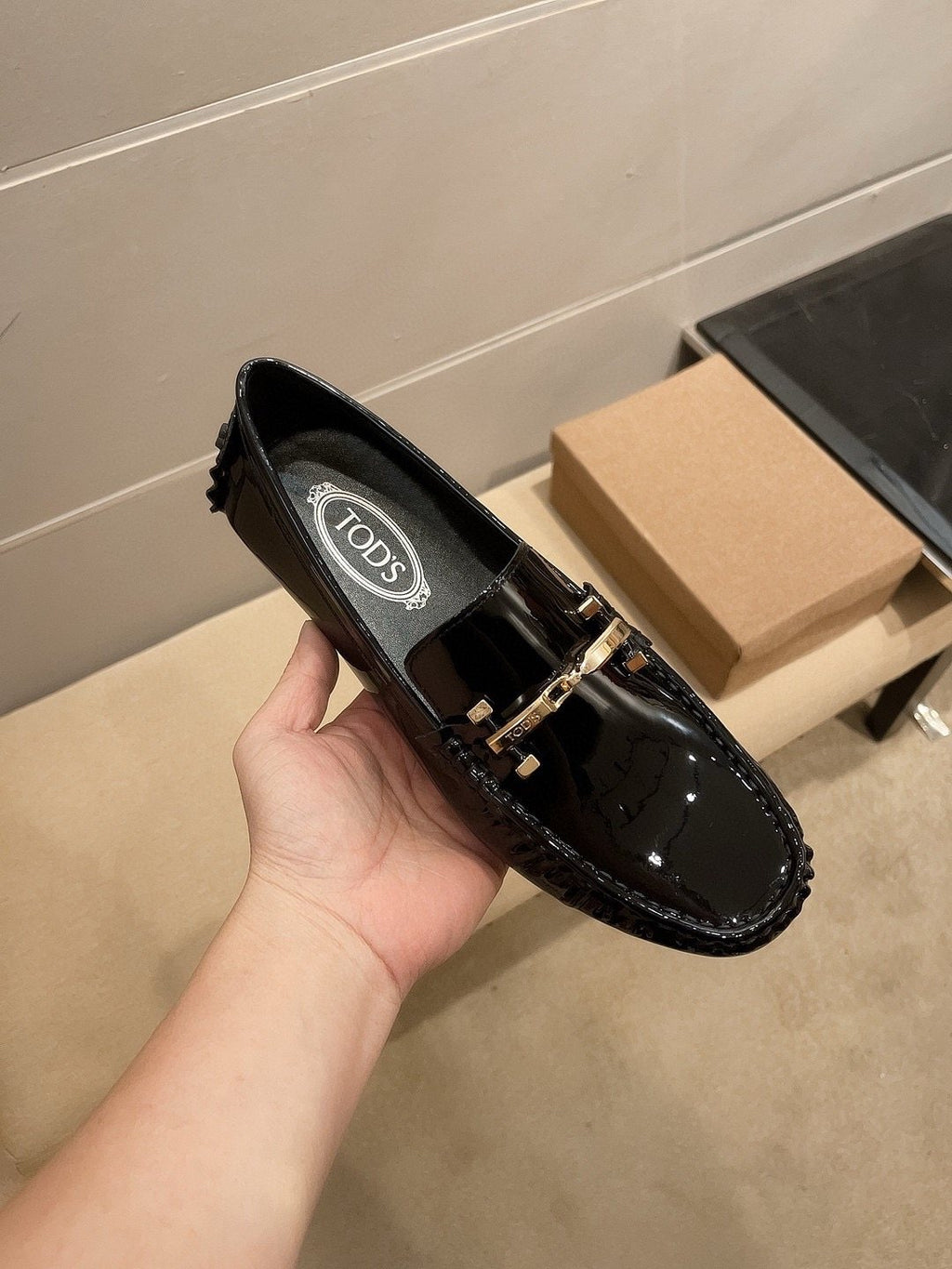 Tod's Glossy Metal Bar Loafers