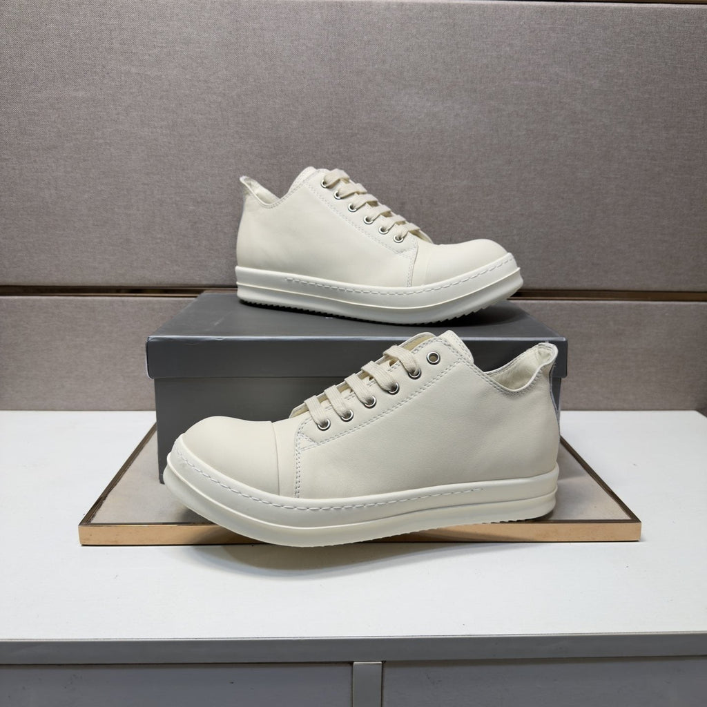 White Leather Low-Top Sneakers