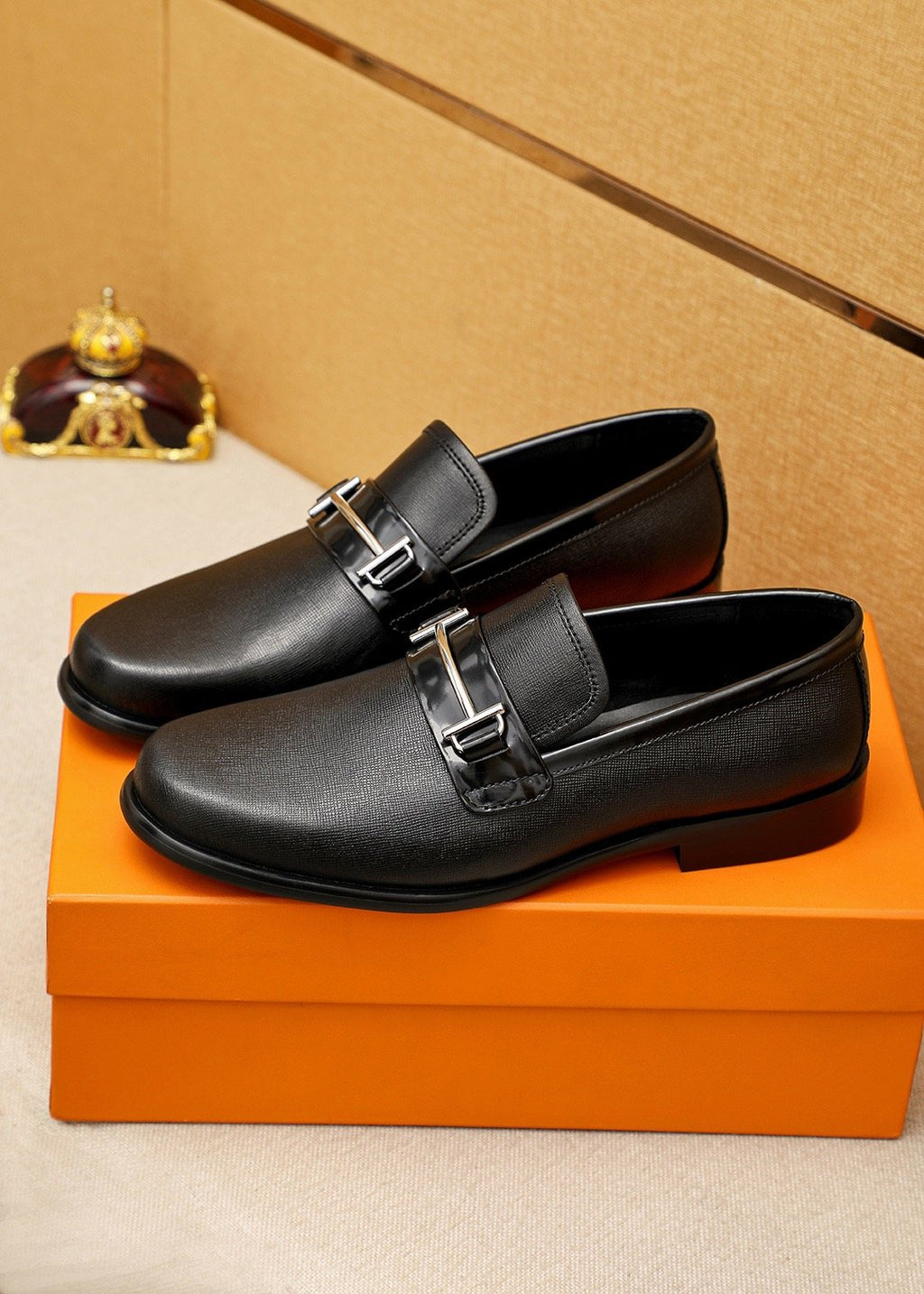 Hermès Black Hardware Slip-On Loafers