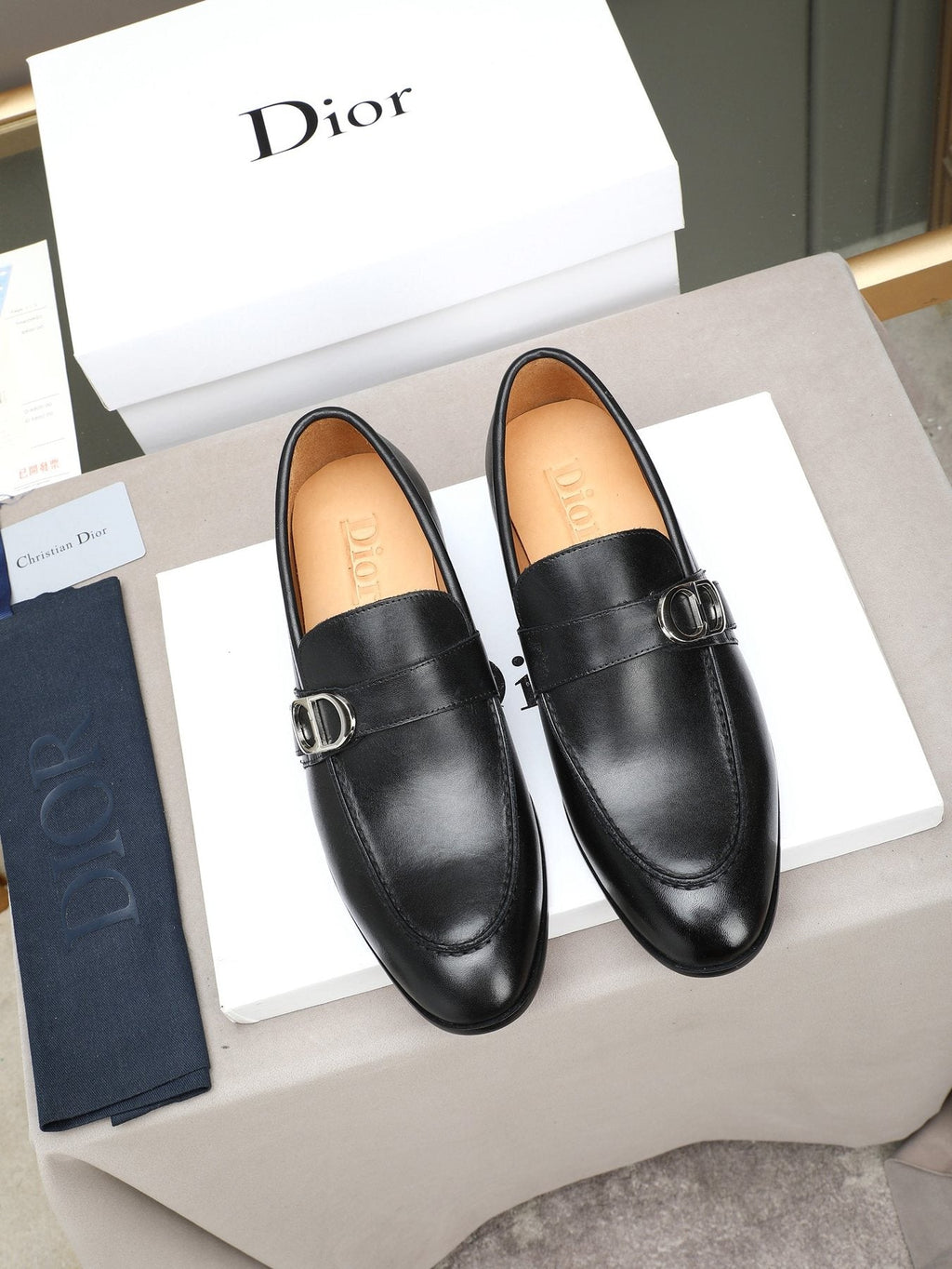 Dior Black Buckle Loafers