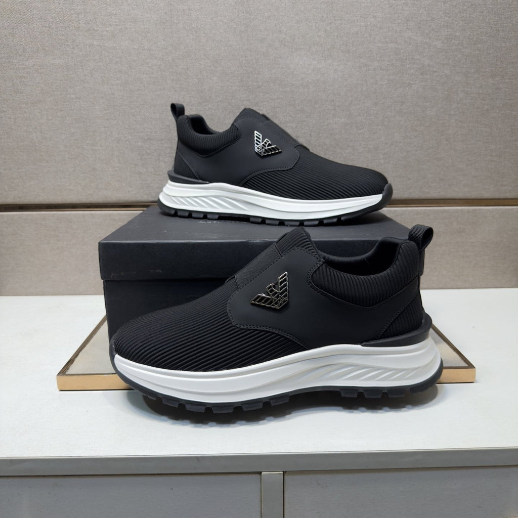 Armani Black Slip-On Sneakers
