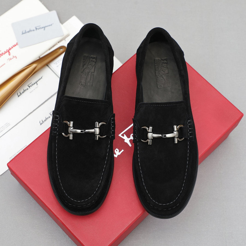 Ferragamo Suede Bit Loafers