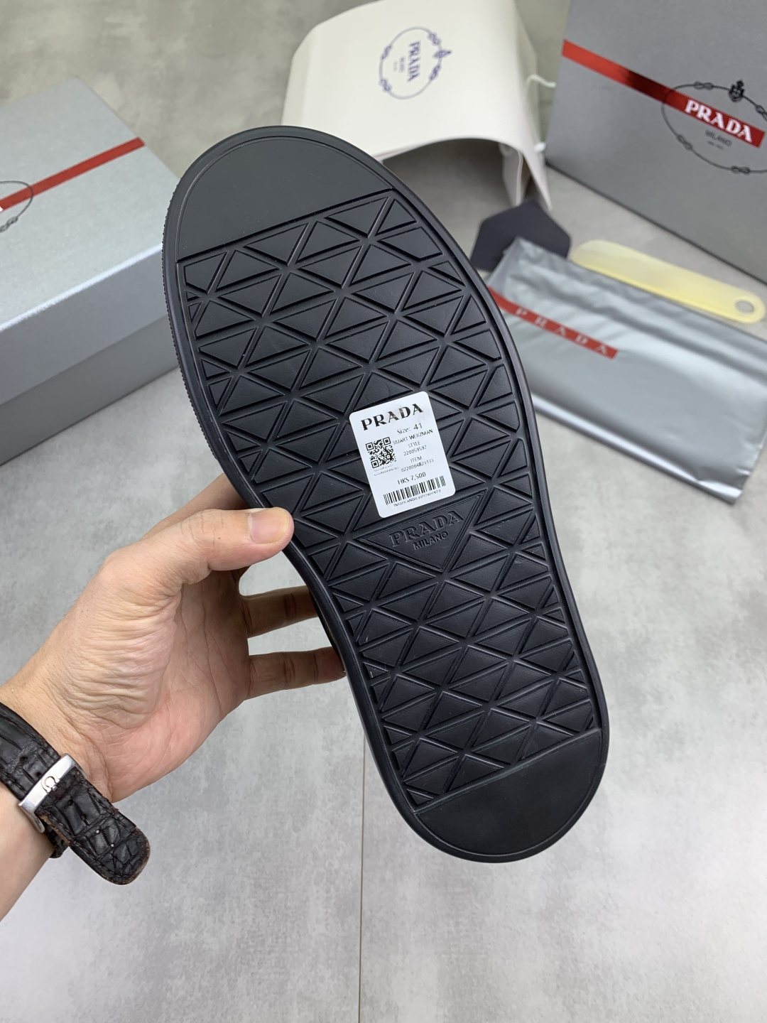 Prada Triangle Patch Low-Top Sneakers