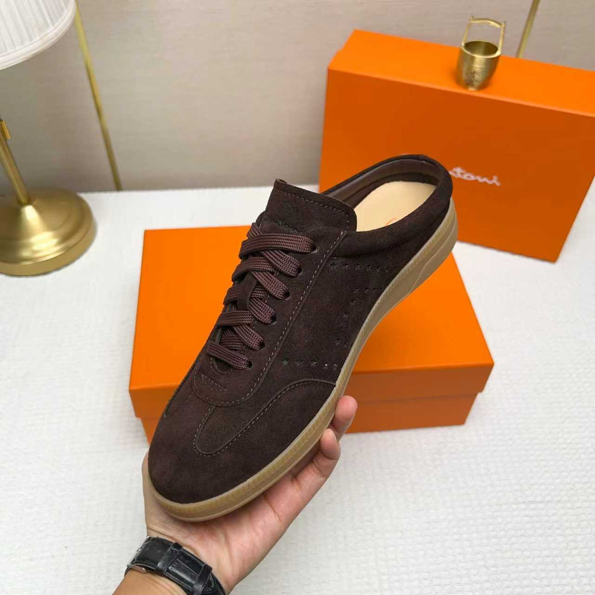 Santoni Perforated Low-Top Sneakers