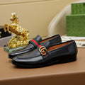 Gucci Striped-Strap Apron-Toe Loafers