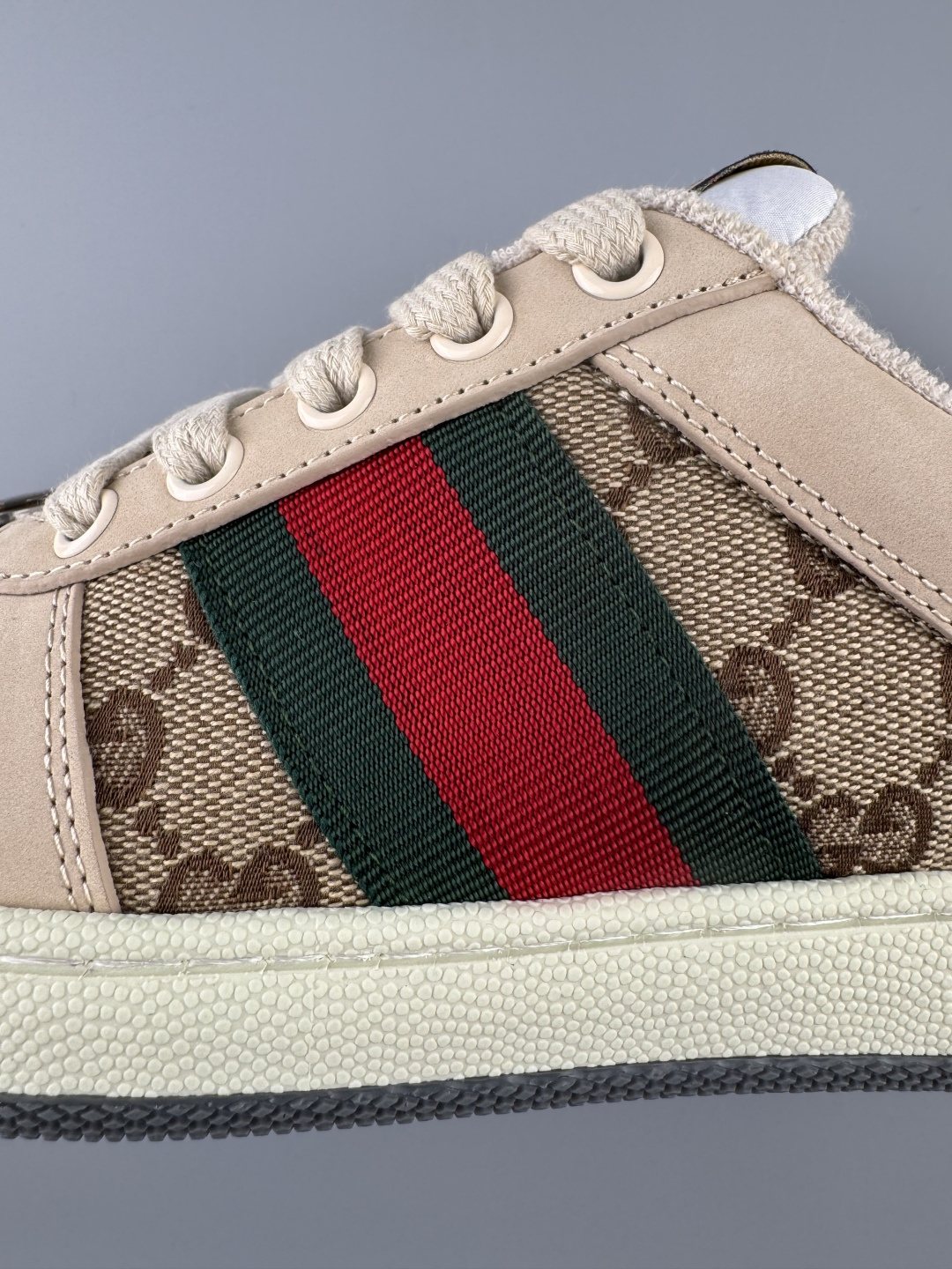 Gucci Beige Web Stripe Sneakers