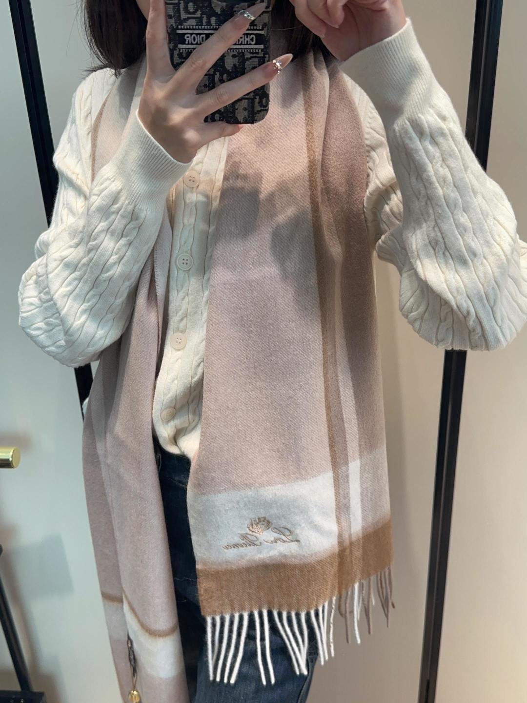 Loro Piana Plaid Fringe Scarf