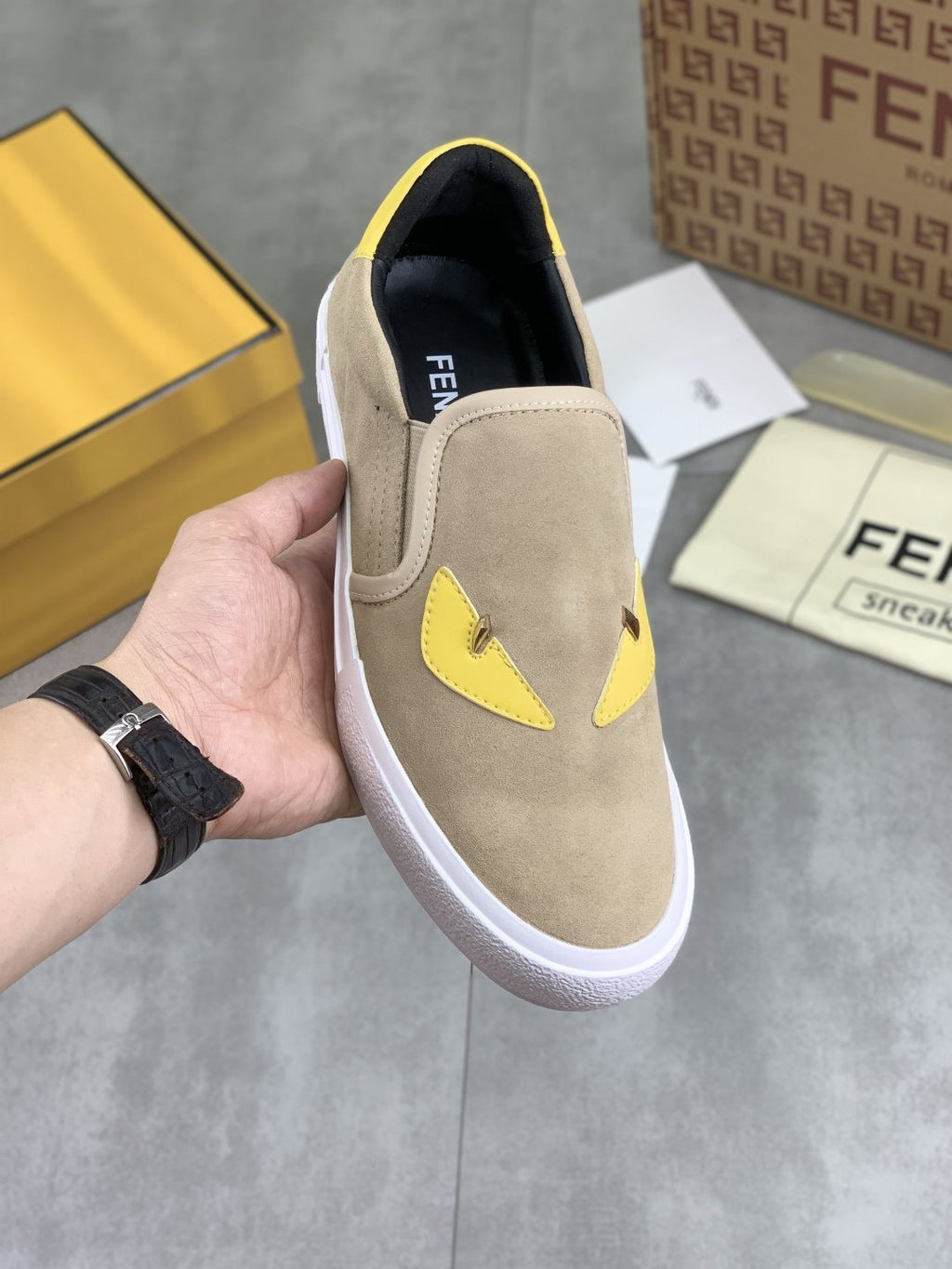 Fendi Eye-Accent Slip-On Sneakers
