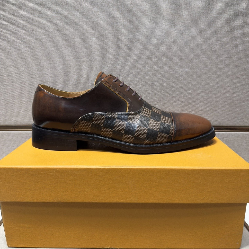 Louis Vuitton Check-Panel Lace-Up Dress Shoes