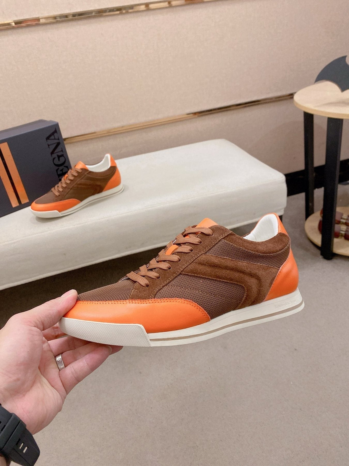 Zegna Men's Leather and Suede Low-Top Sneakers