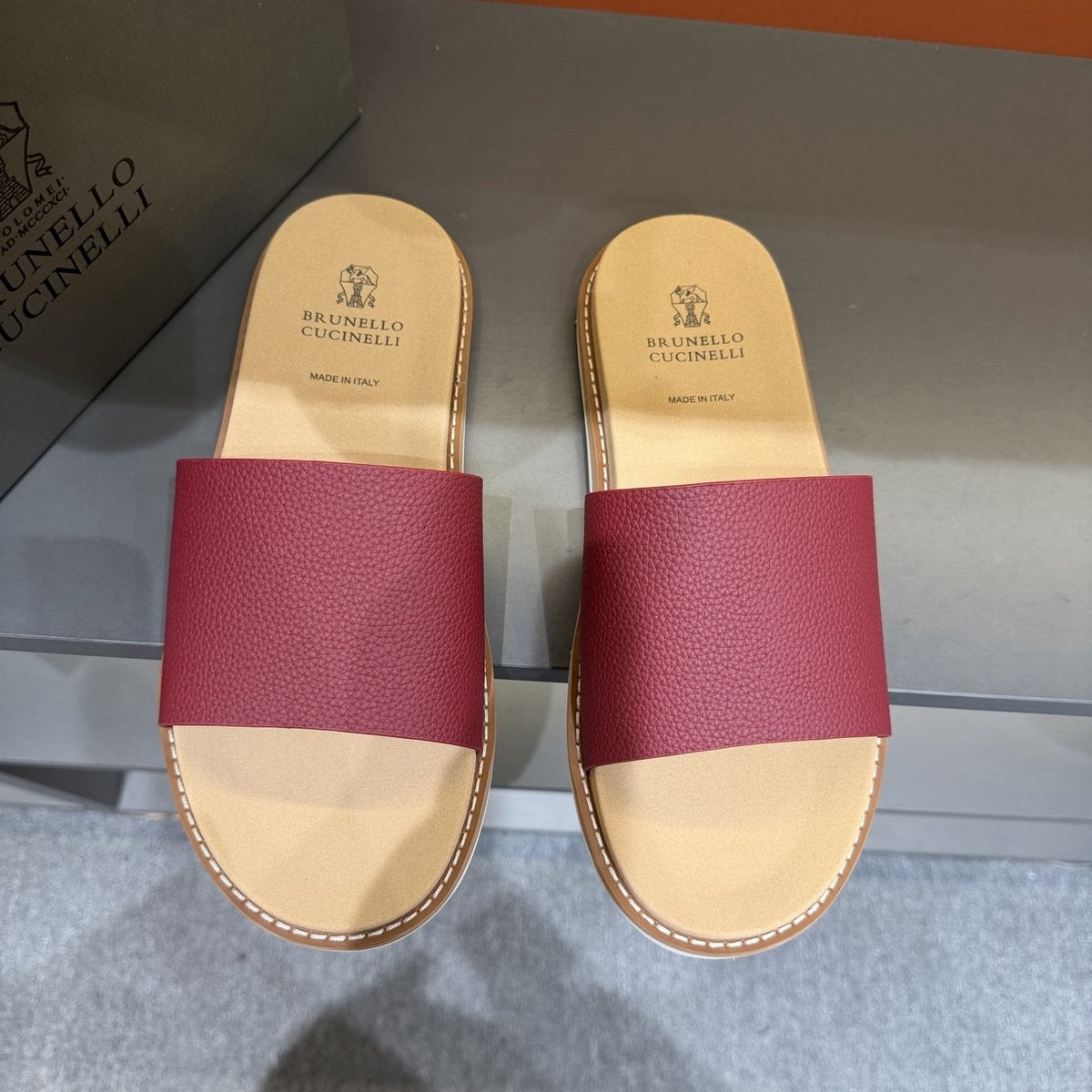 Brunello Cucinelli Men's Wide Strap Slide Sandals