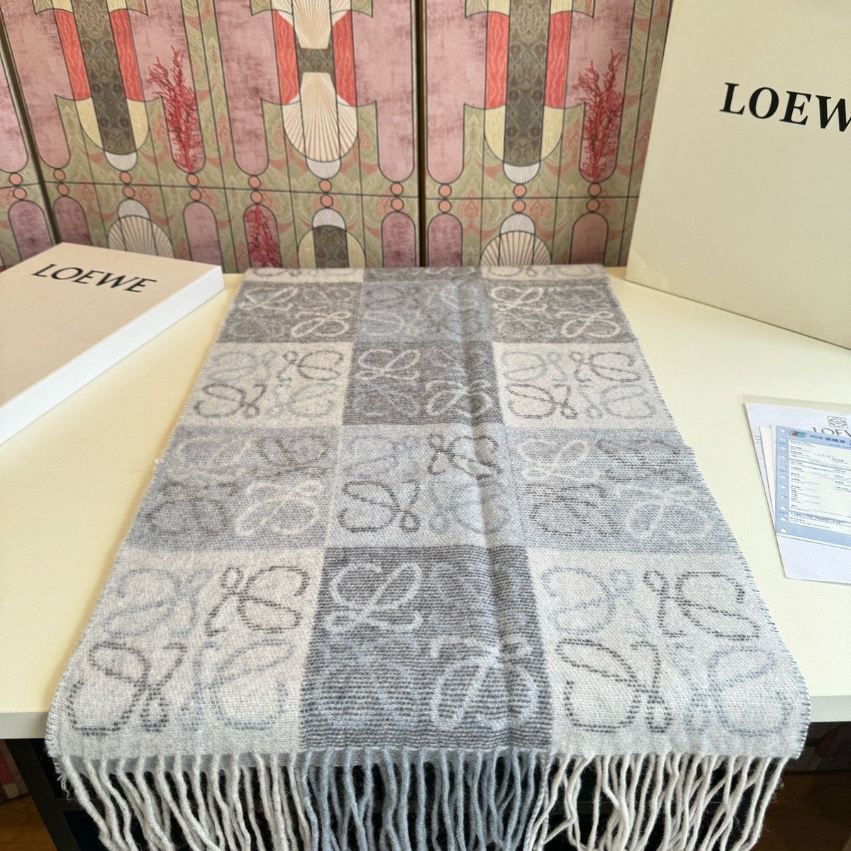 Loewe Fringed Patterned Scarf