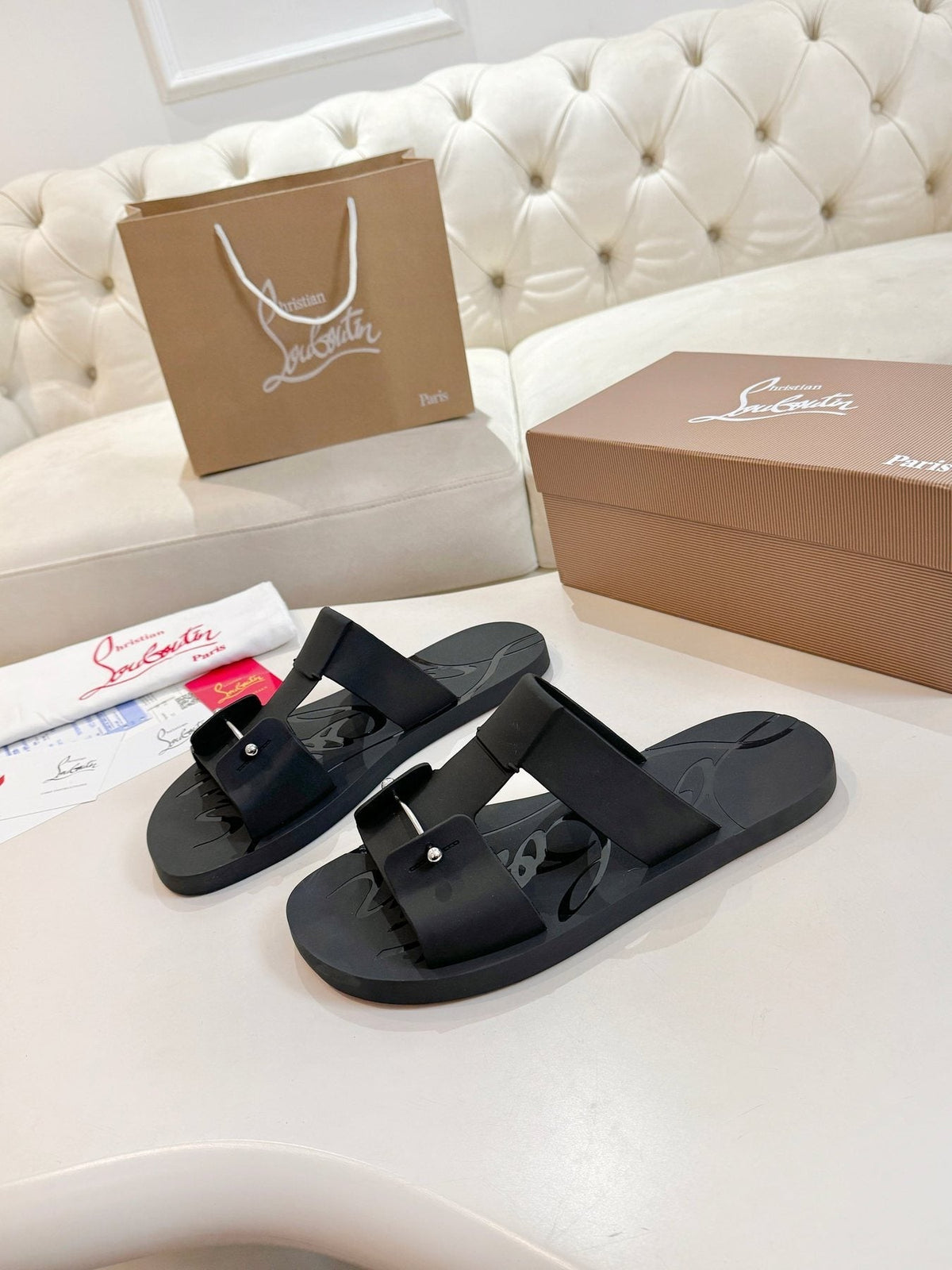 Christian Louboutin Men's Buckle-Strap Slide Sandals