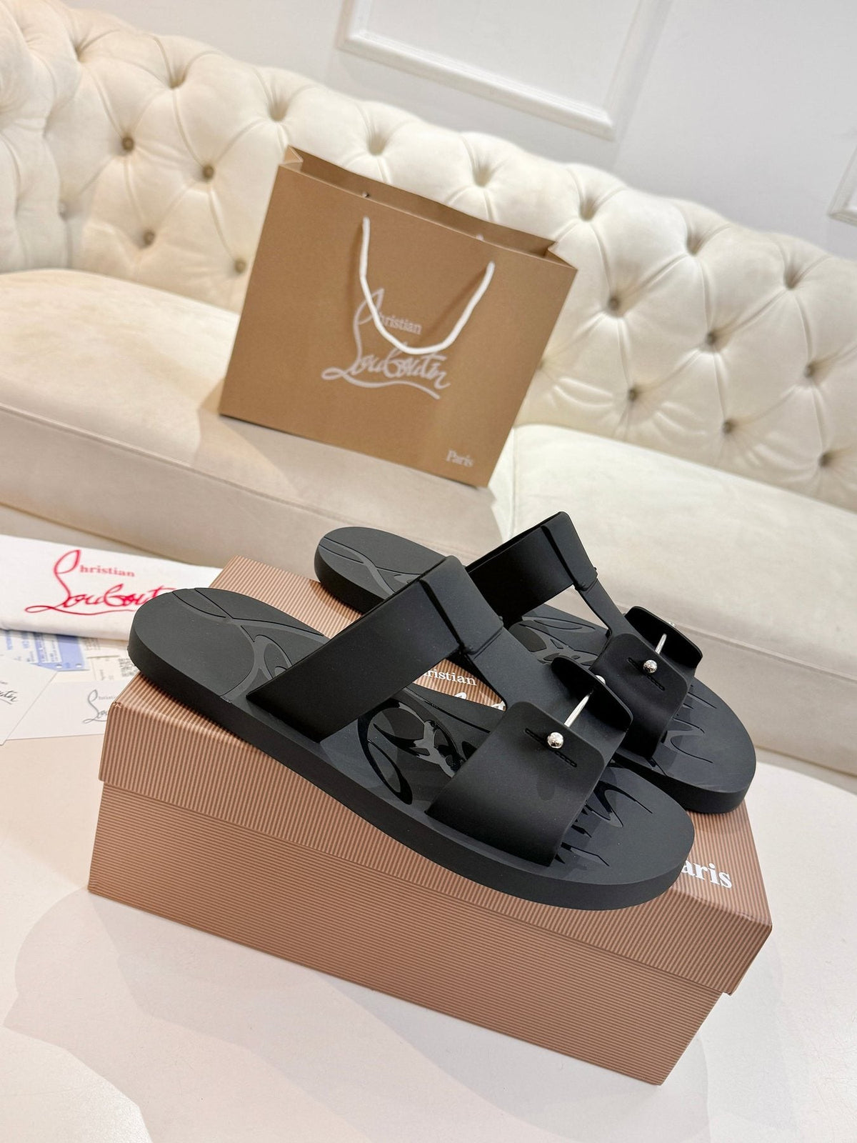 Christian Louboutin Men's Buckle-Strap Slide Sandals