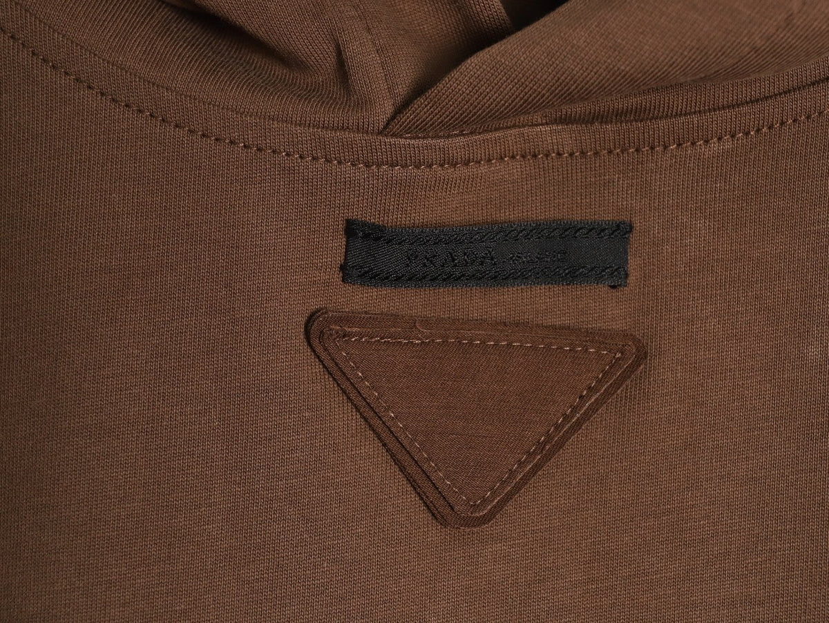 Prada PRD Neck-Label Relaxed Pullover Hoodie - Brown