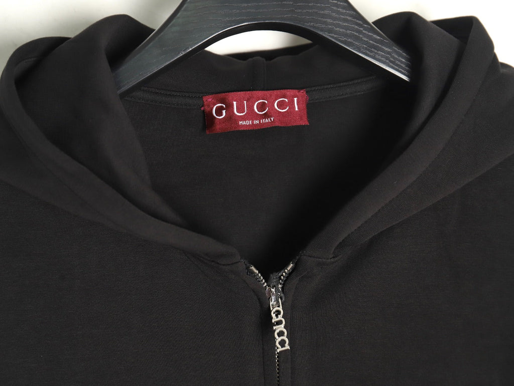 Gucci Small-Logo Full-Zip Hoodie - Black
