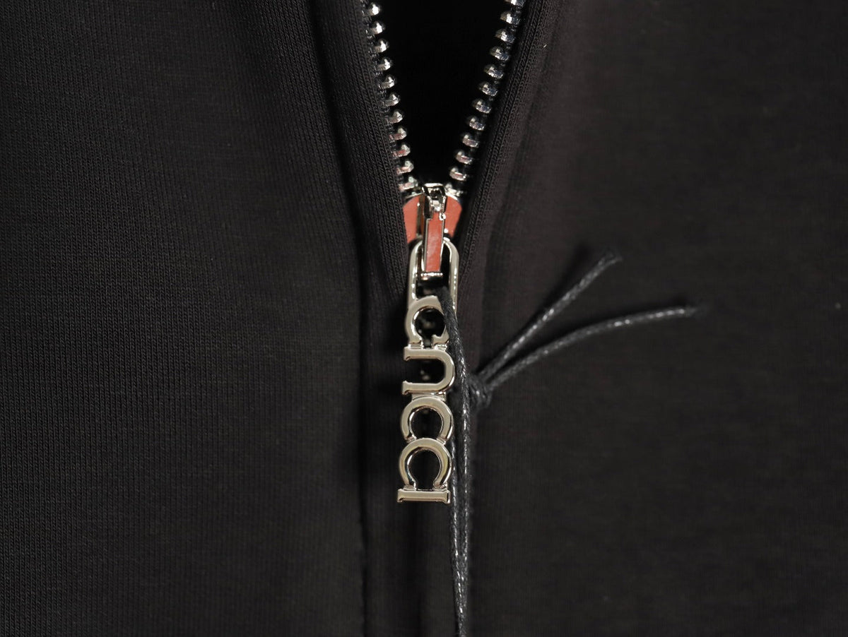 Gucci Small-Logo Full-Zip Hoodie - Black